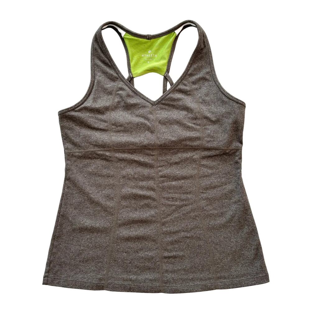 ATHLETA Equator Racerback Tank Top  Gray & Green  SZ M/10